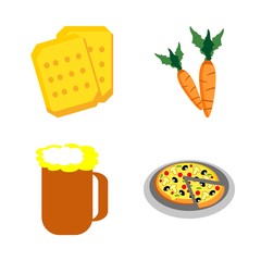 icons about Food with bake, dinner, sugar, beer glass and pepperoni