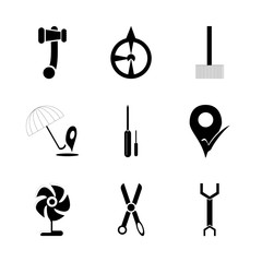 icon Instruments And Tools with drawing, instruments, hammer, journey and concept