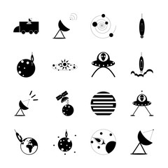 Cosmos with rocket, ufo and alien plane