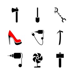 Obraz premium icon Instruments And Tools with work tool, fixing, build, large hammer and sing