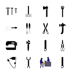 Obraz premium icon Instruments And Tools with key, repair, building, repairing tools and carpentry