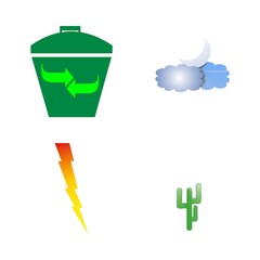 icon Nature with moon, delete icon, office, natural and cloud