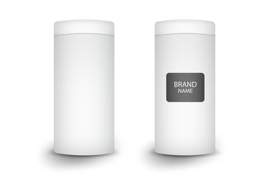 3d cylindrical box package, product design,Vector illustration.