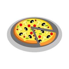 icons about Food with mozzarella, salami, mushroom, fastfood and pizza