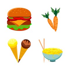 icons about Food with calories, dessert, carrot, meat and diet