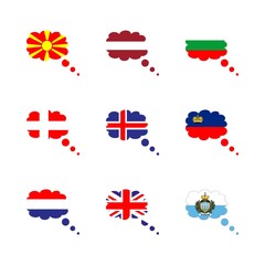 icon Flag with macedonia, flag of netherland, latvia flag, flag of iceland and latvia