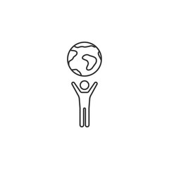 Figure holding planet earth icon. Simple element illustration. Figure holding planet earth symbol design from Ecology collection set. Can be used in web and mobile