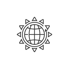 Fototapeta premium Globe with arrows line icon. Simple element illustration. Globe with arrows line symbol design from Ecology collection set. Can be used in web and mobile