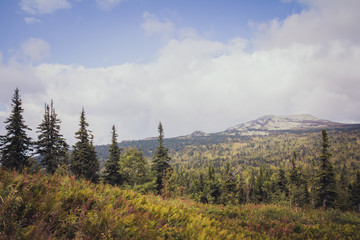The mountainous landscape. Sheregesh, Siberia.