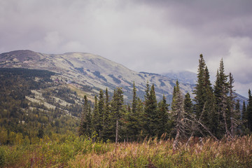 The mountainous landscape. Sheregesh, Siberia.
