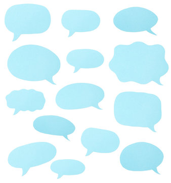 Blue Paper Cut Outs of Speech Bubbles