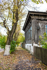 Borovsk, Russia - October 2017: Historic residential building in the city of Borovsk on the street Kommunisticheskaya
