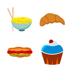icons about Food with breakfast, hamburger, bakery, lunch and spaghetti
