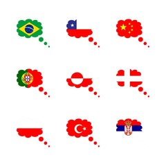icon Flag with flag of turkey, serbia flag, flag of greenland, china flag and flag of chili
