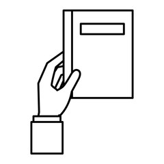 hand with text book vector illustration design