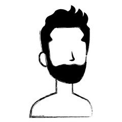 young man with beard shirtless avatar character vector illustration design