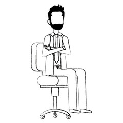 Obraz premium businessman sitting in office chair vector illustration design