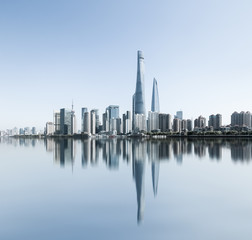 shanghai skyline and reflection