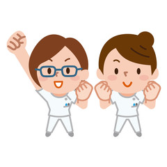 元気な介護士　看護師　白衣