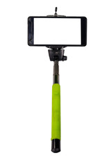 Monopod for selfie with smart phone isolated on white background