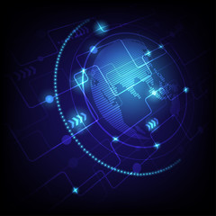 Fototapeta premium Abstract High tech technology blue background. Communications and Connection in the world.Vector illustration eps 10