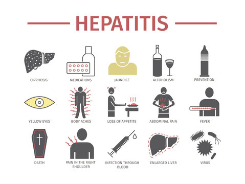 Hepatitis flat icon Infographics. Vector signs for web graphics.