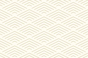 Gordijnen Patroon naadloze abstracte achtergrond chevron gouden kleur en lijn. Geometrische lijnvector. © Strawberry Blossom