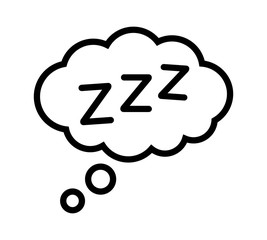 Sleeping, zzz or slumber in thought bubble vector icon for sleep apps and websites