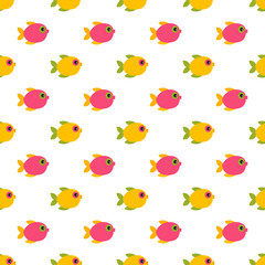 Seamless pattern of cartoon colorful fishes.