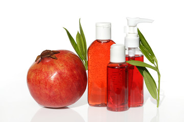 cosmetic set with pomegranate extract.red Gel for washing, tonic and micellar water with pomegranate extract . Organic pure natural cosmetics