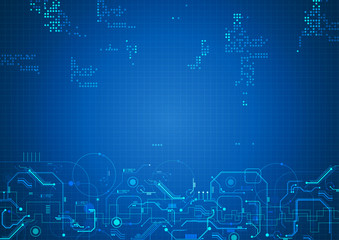 Blue Circuit Abstract Template Background