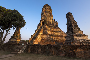 Fototapeta na wymiar Wat Chai Watthanaram Temple at Pranakorn Sri Ayutthaya Province, Thailand.