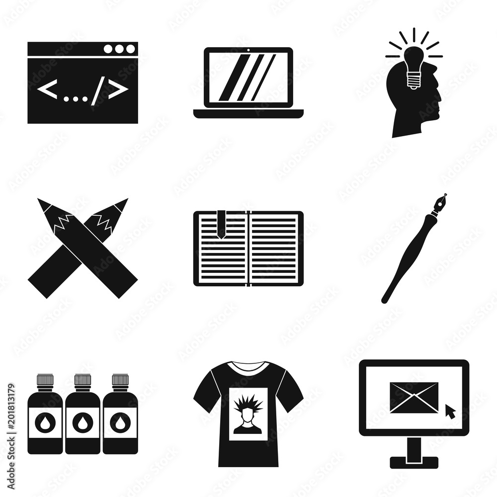 Poster network job icons set. simple set of 9 network job vector icons for web isolated on white background