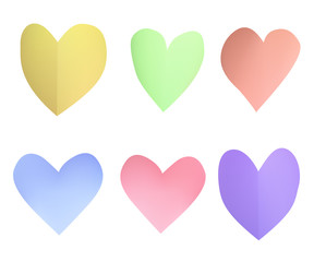 A set of pastel paper hearts. Valentines day vector illustration.