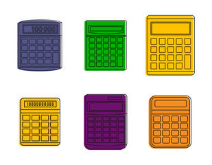 Calculator icon set. Color outline set of calculator vector icons for web design isolated on white background