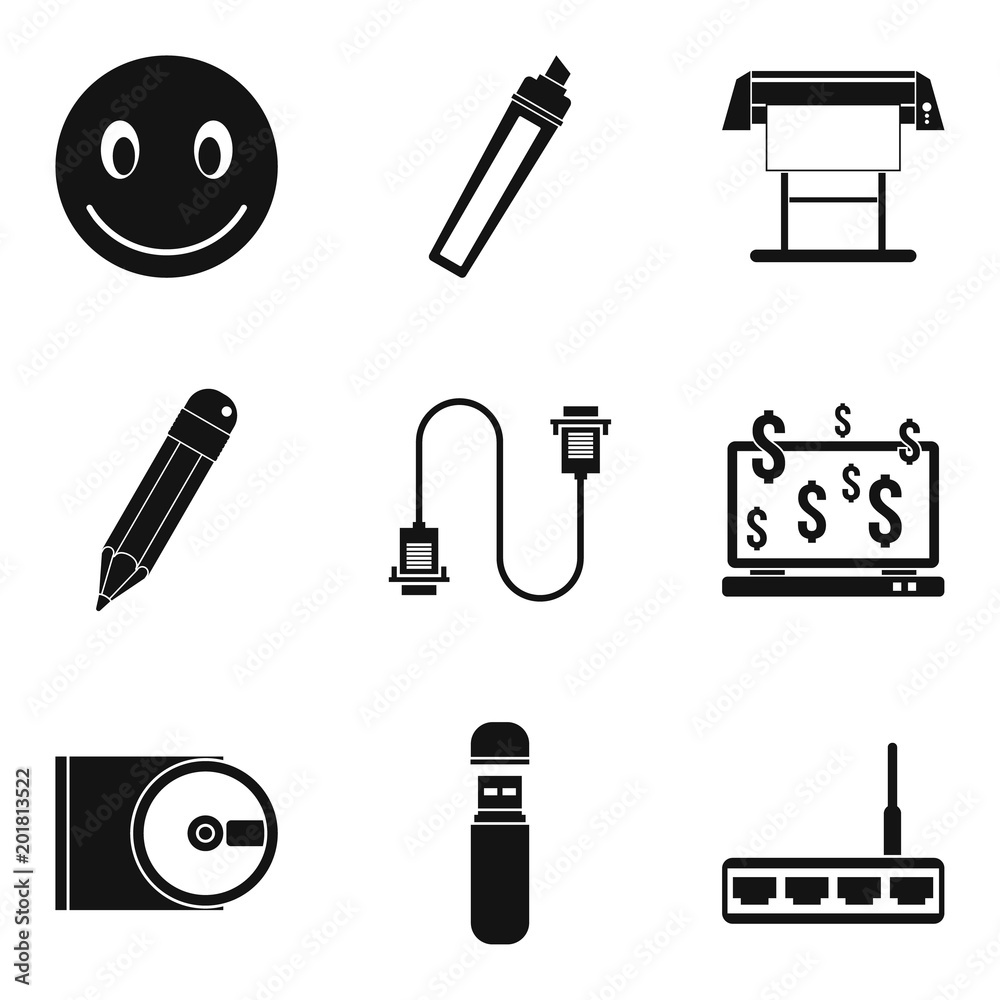 Poster enterprise network icons set. simple set of 9 enterprise network vector icons for web isolated on wh