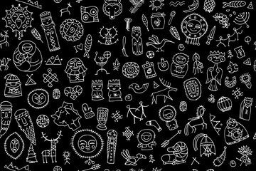 Naklejka premium Tribal ethnic elements, seamless pattern for your design