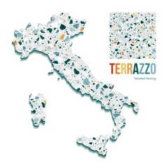 Gordijnen Vector illustration of Italy map filled with Terrazzo pattern © lalaverock