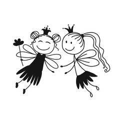 Cute little fairies, sketch for your design