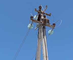 Fototapeta na wymiar electric tower high voltage post