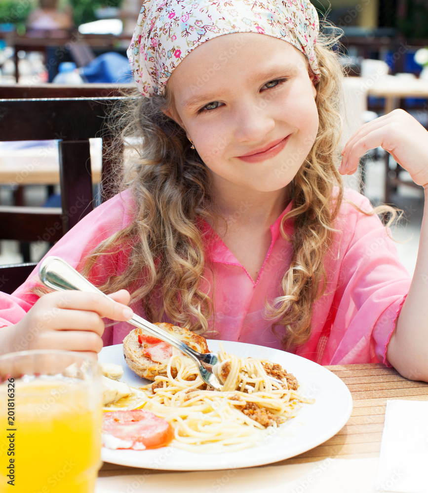 Poster Child eating pasta