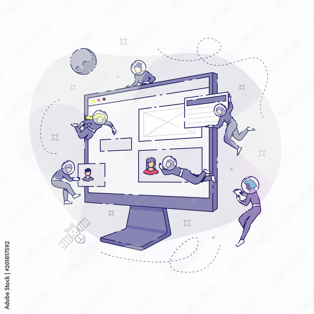 Wall mural developers with blocks and monitor