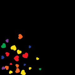 Festive Background with Colorful hearts. Delicate Pattern for Postcard, Print, Banner or Poster. Pretty hearts For Party Decoration, Wedding, Birthday or Anniversary Invitation. Vector