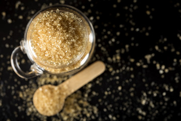 Glass jar filled with brown sugar