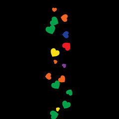 Festive Background with Colorful hearts. Delicate Pattern for Postcard, Print, Banner or Poster. Pretty hearts For Party Decoration, Wedding, Birthday or Anniversary Invitation. Vector