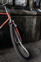 Deformed front wheel of a bicycle