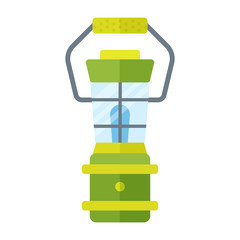 Lantern for tourism in line art style with outline.  Attribute of traveller and tourist.