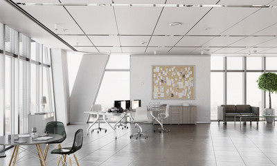 Elegant office interior. Mixed media