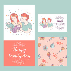 Happy family. Family day.  Vector illustration.