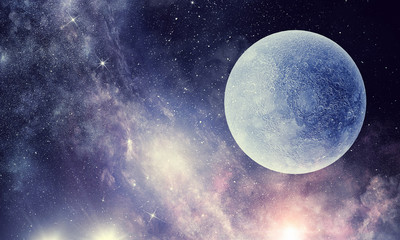Obraz na płótnie Canvas Full moon in night starry sky